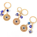 Evil Eye Keychain with Gold-Tone Filigree Medallion and Heart Charms view 3
