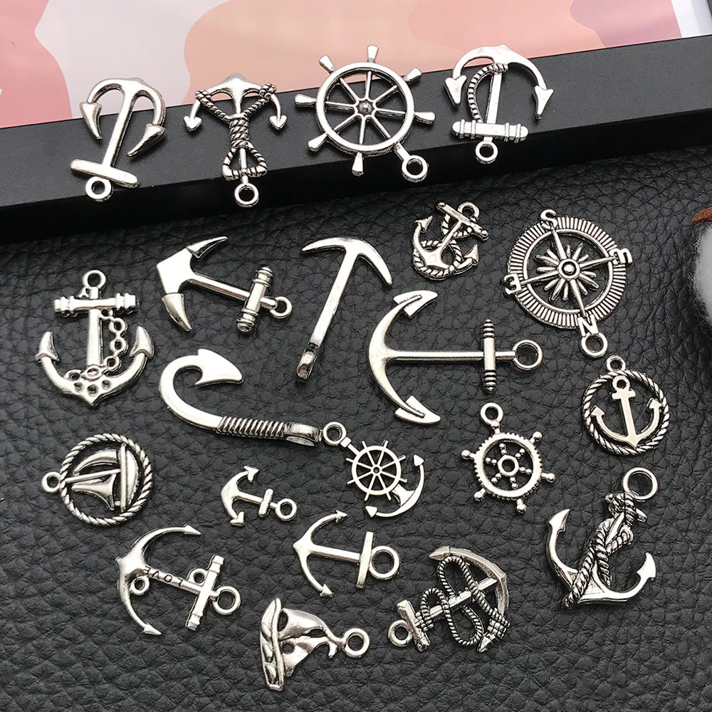 Vintage Zinc Alloy Anchor Ship Wheel Ocean Charm Pendants for DIY Bracelet Jewelry Making