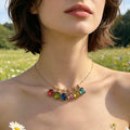 Gold Tone Chain Necklaces With Twelve Rectangular Birthstone Pendants view 3
