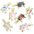 Patterned Enamel Turtle Jewelry Components For DIY Earrings And Bracelets Charms view 3