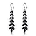 Silver Tone Leaf Tassel Crystal Six Designs Metal Dangle Earrings view 11