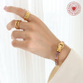 Gold Magnetic Clasp Baguette Zircon Tennis Bracelet Colors view 4