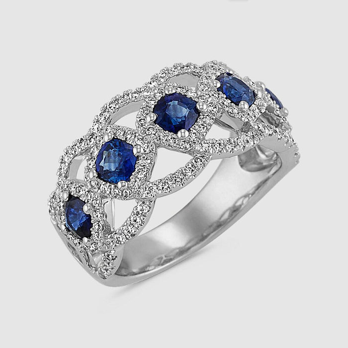 White Gold Blue Openwork Micro Pavé Multi Stone Ring