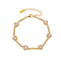Heart Zircon Link Bracelet Stainless Steel Adjustable view 5