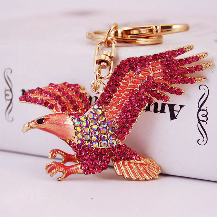 Rhinestone Eagle Keychain, Zinc Alloy Car Key Ring and Bag Charm