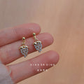 Gold Mini Crystal Pave Grape Cluster Stud Earrings view 1