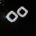 Geometric Crystal Stud Earrings in Square and Open Diamond Shapes view 7