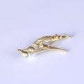 Gold Tone Double Wing Brooch With White Pearl and Clear Crystal view 4