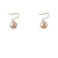 Gold Hook Champagne Pearl Drop Earrings Round Beads view 5