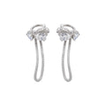Silver Tone Crystal Heart Ear Cuff with Double Chain Loop view 5