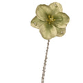 Light Green Fabric Flower Duckbill Hair Clip Pearl Tassel view 5
