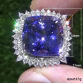 Blue Cushion Halo Cocktail Ring Clear Marquise Accents view 2
