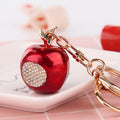 Jeweled Red Apple Keychain with Enamel Slice Charm view 2