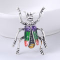 Silver Tone Crystal Beetle Brooch With Colorful Enamel Wings view 7
