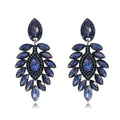 Aqua Green Green Marquise Leaf Geometric Crystal Five Designs Metal Dangle Earrings view 7