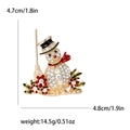 Rhinestone Snowman Brooch Broom Holly Red Scarf Pin view 7