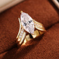 Marquise Solitaire Wing Split Ring In Gold And Silver Tones view 2