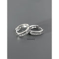 Silver Tone Roman Numeral Cutout Small Huggie Hoop Earrings view 1