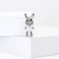 Dangling Eared Rabbit Brooch In Silver Or Brown Tone view 3