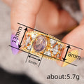 Two Tone Gold Silver Purple Oval Center Wide Ring Sizes 6-10 view 4
