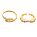 Open Stainless Steel Zircon Heart Wave and Geometric Bypass Rings view 5