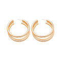Gold Triple Hoop Statement Earrings with Smooth Finish view 5