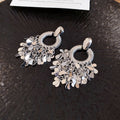 Silver Tone Textured Circle Fringe Drop Earrings With Disc Charms view 6