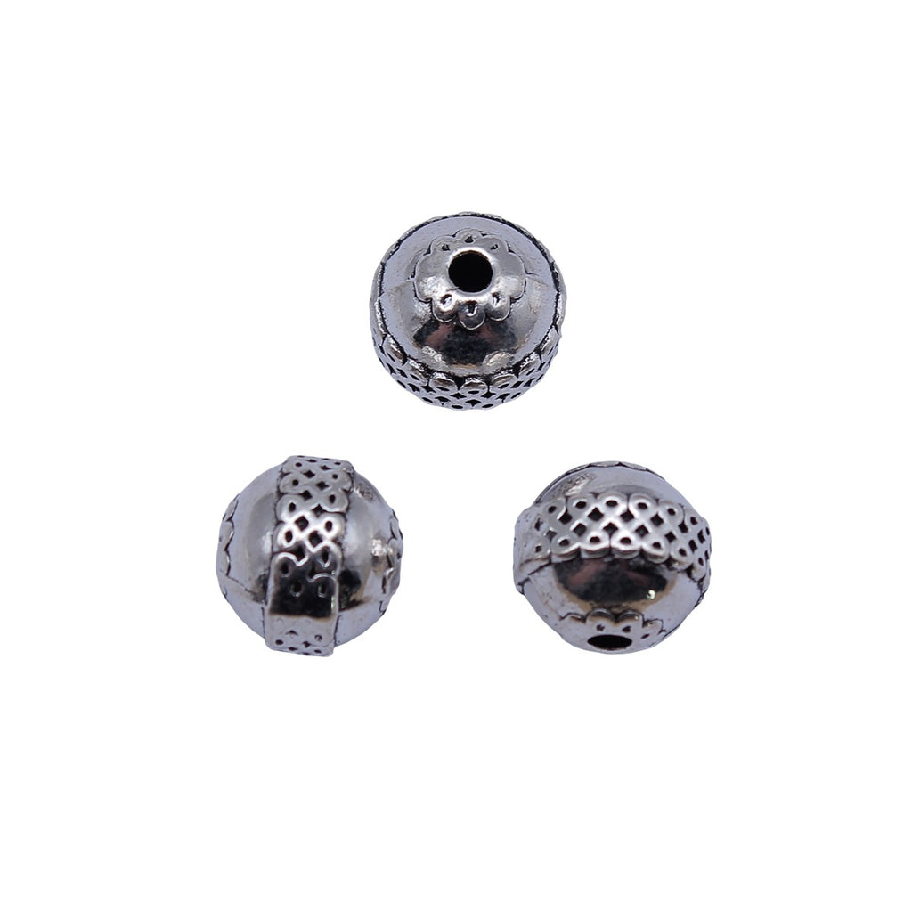 11x11x10mm 3.7g Antique Silver Zinc Alloy Spherical Pattern Spacer Beads for DIY Bracelet Jewelry Making
