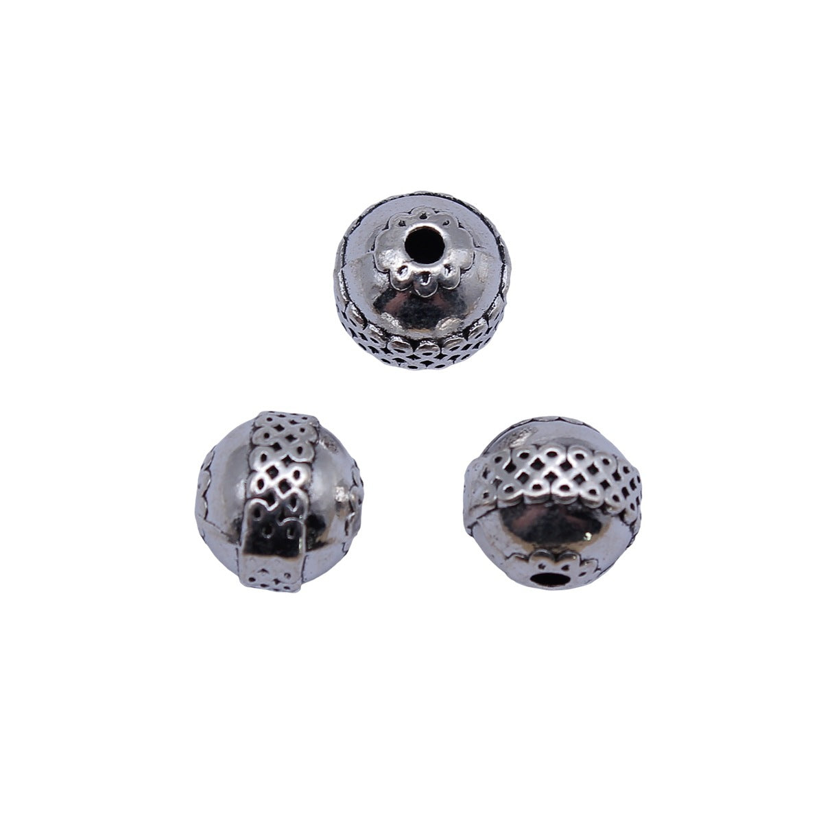 11x11x10mm 3.7g Antique Silver Zinc Alloy Spherical Pattern Spacer Beads for DIY Bracelet Jewelry Making