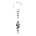 Silver Ornate Bird Skull Metal Keychain Chain Pendant view 5