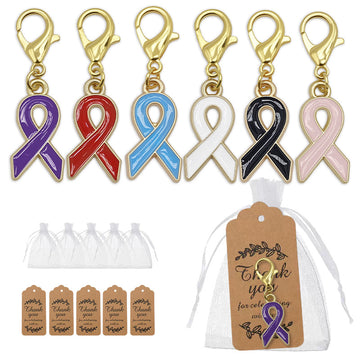 Enamel Awareness Ribbon Charm Gold Lobster Clasp Six Colors