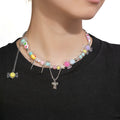 Pastel Candy Bead Necklace Heart Choker Bracelet Set view 1