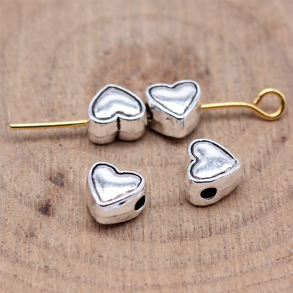 6x6mm 0.5g Antique Silver Zinc Alloy Heart Loose Metal Beads for Bracelet Necklace DIY Jewelry Making