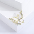Pearlescent Butterfly Brooch With Faceted Crystals And Polished Metal Details view 2