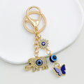 Elephant And Evil Eye Bead Keychain With Rhinestone Charm Cluster view 11
