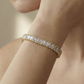 Crystal Baguette Line Toggle Bracelets in Gold and Silver Tone view 2