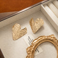 Hammered Irregular Gold Heart Statement Stud Earrings view 3