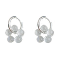 Silver Tone Translucent Disc Flower Round Hoop Earrings view 5