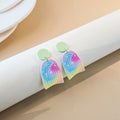 Acrylic Rainbow Arch Dangle Earrings Multicolor Studs view 3