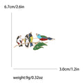 Enamel Three Birds Branch Brooch Multicolor Songbird Pin view 6