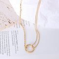 Dual Chain Circle Connector Choker Necklace Three Tones view 1
