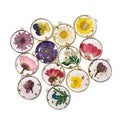Gold Tone Birth Month Pressed Flower Resin Necklaces and Pendants view 5