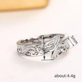 Silver Engraved Leaf Scroll Wrap Open Ring Sizes 6-10 view 4