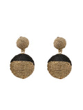 Gold Disc Stud Wrapped Ball Drop Earrings Rhinestone Bands view 11
