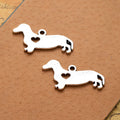 Heart Cutout Dachshund Metal Charm in 2 Decorative Finishes view 4