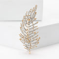 Crystal Fern Leaf Brooch with Polished Metal and Decorative Accents view 2