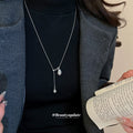 Silver Tone Pod and Faux Pearl Drop Chain Necklace view 3