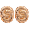 Large Ridged Spiral Disc Statement Stud Earrings in Two Tones view 5