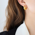 Bamboo Segment Open C Hoop Earrings In Gold Or Steel view 6