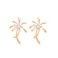 Gold Tone Firework Branch Drop Earrings with Clear Crystals view 5